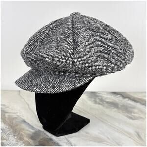VTG Helen Welsh Wool Blend Newsboy Cap Tweed Gray Slouchy Hat 90s Y2K One Size